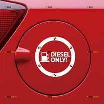 Diesel Only Sticker Decal Vinyl Gas Warning Reminder Sign Round - 2 Pack White 5" - For Car Truck Fuel Door Cap No Background
