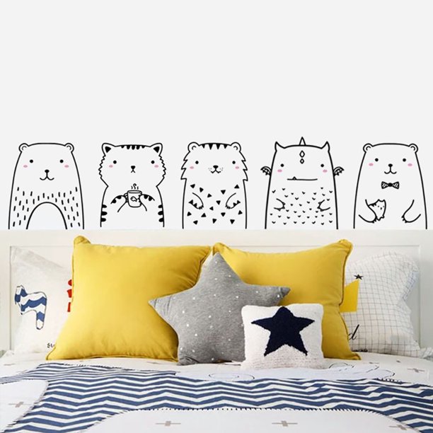 Gwong Decoración hogareña Lindo oso gato animal extraíble DIY Etiqueta engomada de la pared puerta nevera ventana decoración Gwong 21009154