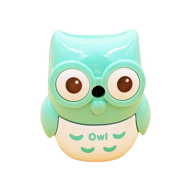 EeaseMX Sacapuntas rotatorio semiautomático con diseño de búho, ideal para niños y estudiantes (color aleatorio).