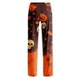 thumbnail image 5 of IYYVV Halloween Pajama Pants Women Cute Funny Pumpkin Print Pajamas Casual Elastic Waist Palazzo Pants Fall Pajamas Saffron M, 5 of 9