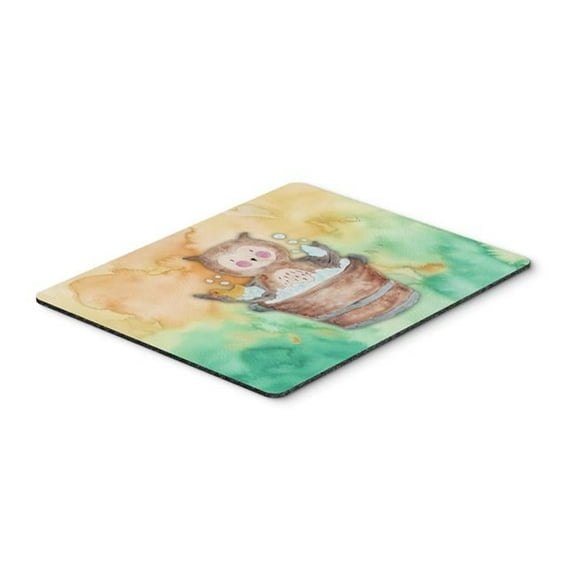 Owl Bathing Watercolor Mouse Pad, Hot Pad or Trivet