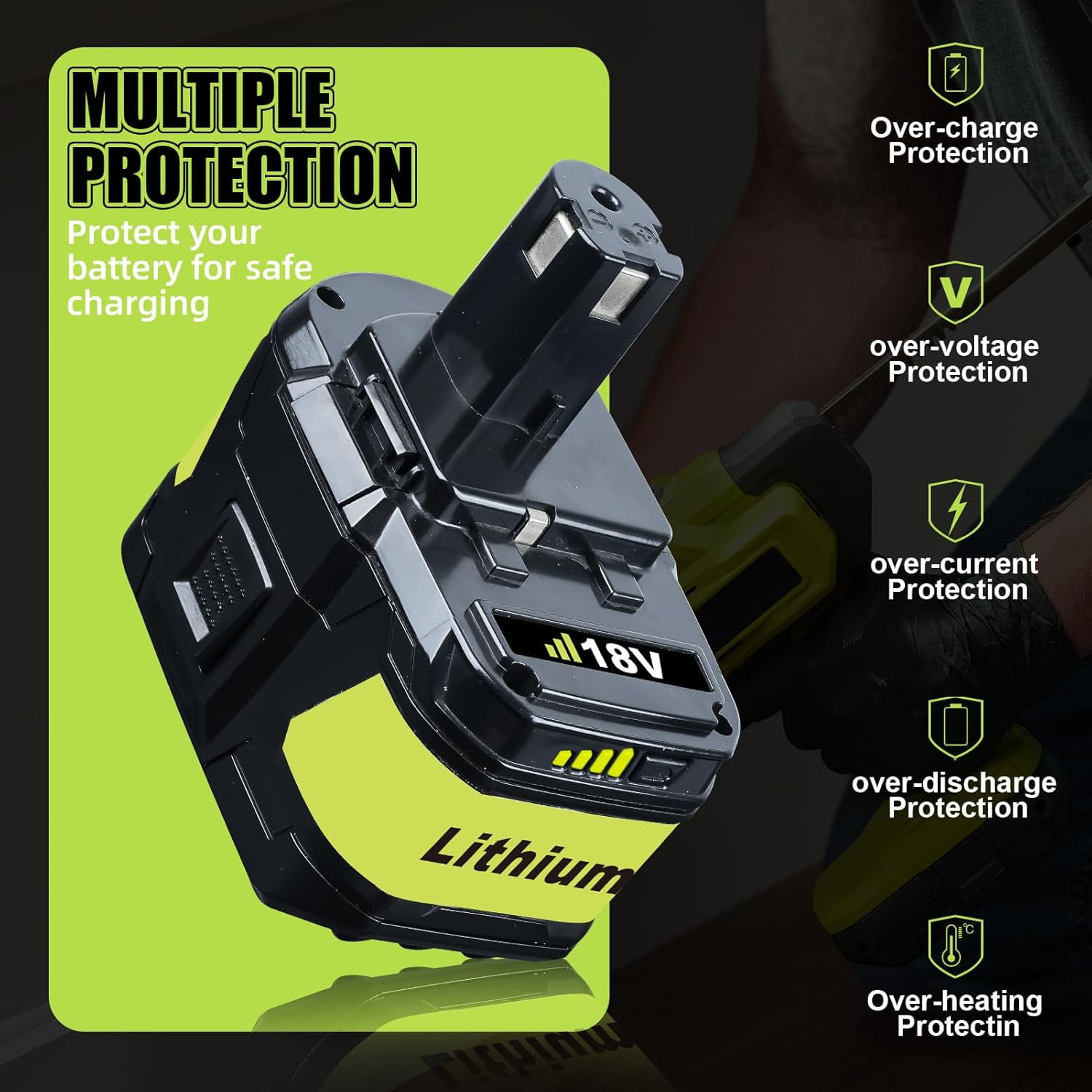2Pack P108 18V 9.0Ah Lithium Replacement Battery & P117B 3A Fast Charger With USB Port Compatible for Ryobi 18V Battery P102 P103 P109 Compatible with Ryobi 18Volt Plus Power Cordless Tools