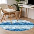 thumbnail image 5 of Blue Ocean Dolphin Round Living Room Rugs 3.3 ft, Nautical Waves Vintage Summer Ethnic Washable Area Rug with Non-Slip Sturdy Edge Binding Round Front Door Mat Floor Carpet for Entryway, 5 of 9
