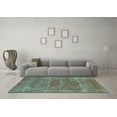 thumbnail image 3 of Ahgly Company Machine Washable Indoor Rectangle Oriental Turquoise Blue Industrial Area Rugs, 3' x 5', 3 of 4