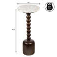 thumbnail image 4 of JONATHAN Y Turner 24.5" Designer Cottage Spindle Wood Column Drink Table and Decorative End Table with White/Beige Marble Round Top, Dark Brown, END3002C, 4 of 5