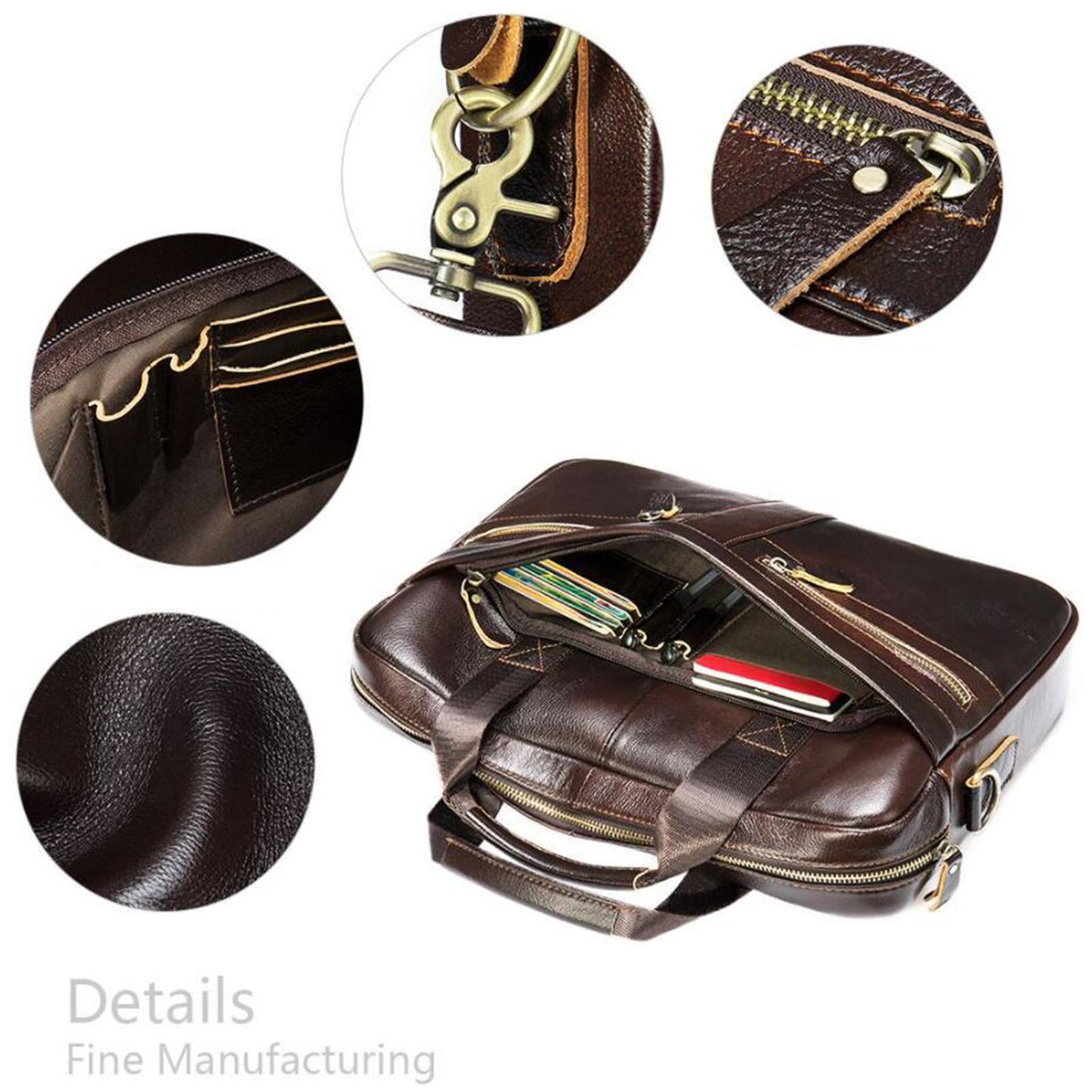 Wxqbjtam Men Briefcase Multi Pockets Practical Business Laptop Bag Lightweight Adjustable Dark Coffee