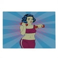 thumbnail image 2 of Fitness Cutting Board, Pop Art Woman Doing Exercises with Dumbbells Healthcare Vitality Retro Style, Decorative Tempered Glass Cutting and Serving Board, Large Size, Multicolor, by Ambesonne, 2 of 5