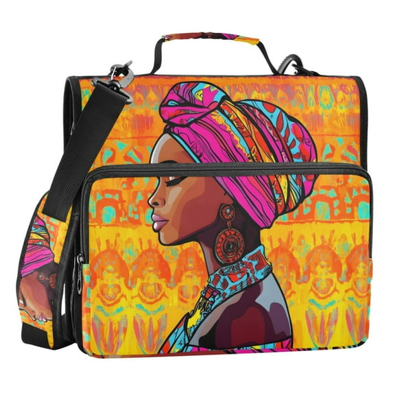 ALAZA Zipper Binder Bag Africa Gril 3 Ring File Folder Binder Organizer Bag