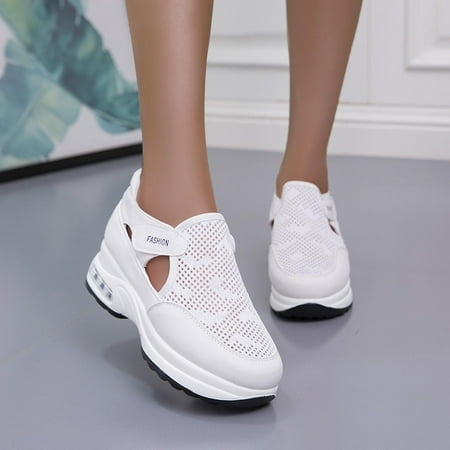 Winter Savings Clearance! SuoKom Sneakers for Women, Casual Skeleton Mesh Breathable Thick Bottom Shoes Walking Shoes Slip On Sneakers, Summer Women's Fashion Sneakers