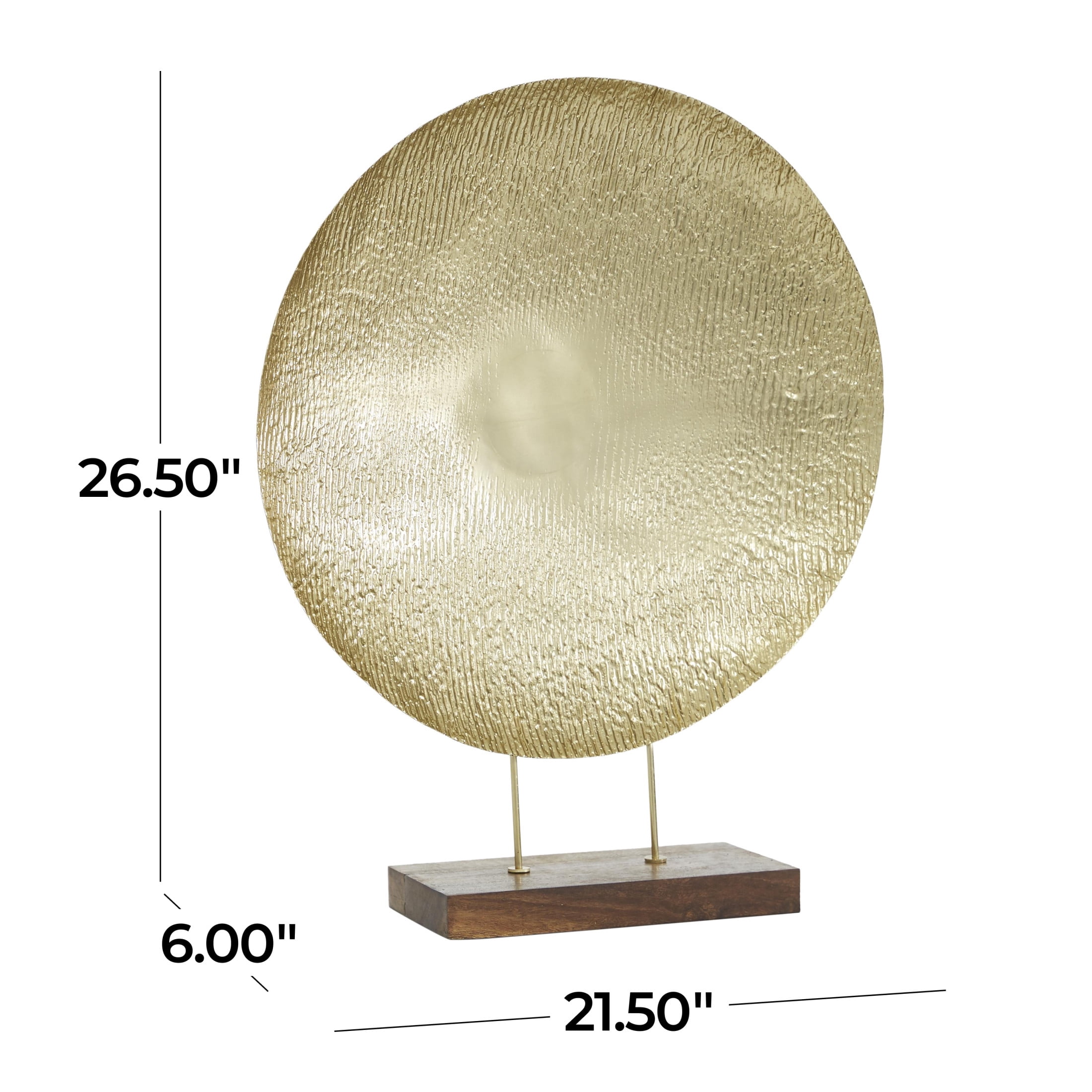 22" x 27" Gold Metal Plate Geometric Sculpture with Wood Stand, by DecMode
