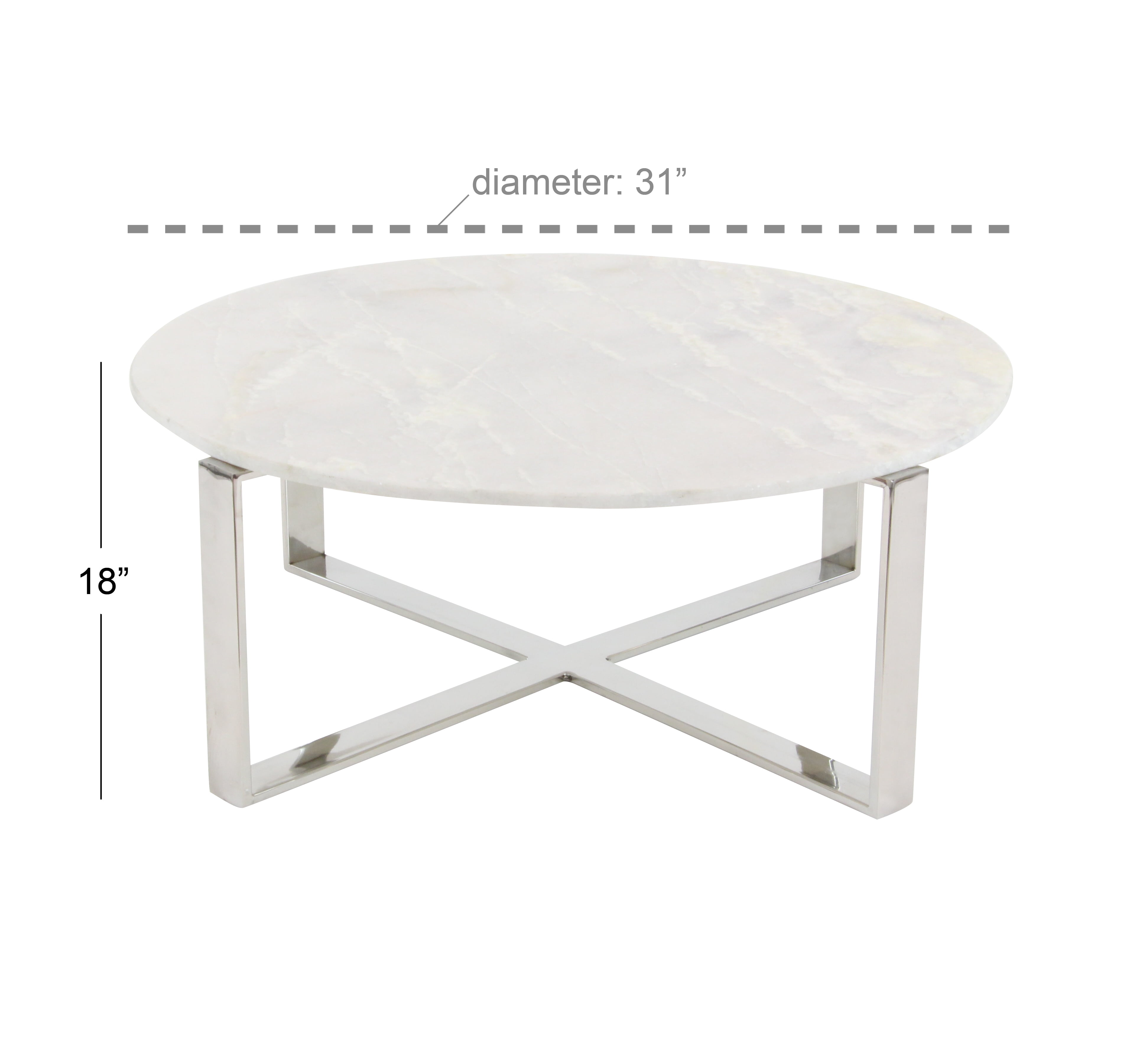 Decmode 18 X 31 White Marble Modern Coffee Table Walmart Com Walmart Com