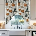 thumbnail image 4 of Swag Curtains Valances for Windows, Vintage Halloween Pattern Short Kitchen Window Curtains Over Sink, Pumpkin Witch Hat Black Cat Cafe Curtains Panel Set Of 2,Rod Pocket, 63 Inches Length, 4 of 8