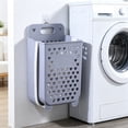 thumbnail image 2 of Foldable Hanging Laundry Hamper Bag, Large Capacity Wall Mount Dirty Clothes Basket With Hooks Collapsible Storage Basket For Bathroom Bedroom, 2 Sizes Available, Blue, 2 of 6