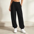 thumbnail image 2 of ZHYou No Boundarie Cuffed Leg Sweatpants for Women Stretchy Waist High Rise Pull On Baggy Fit Trousers with Pockets,Black,Size M, 2 of 9