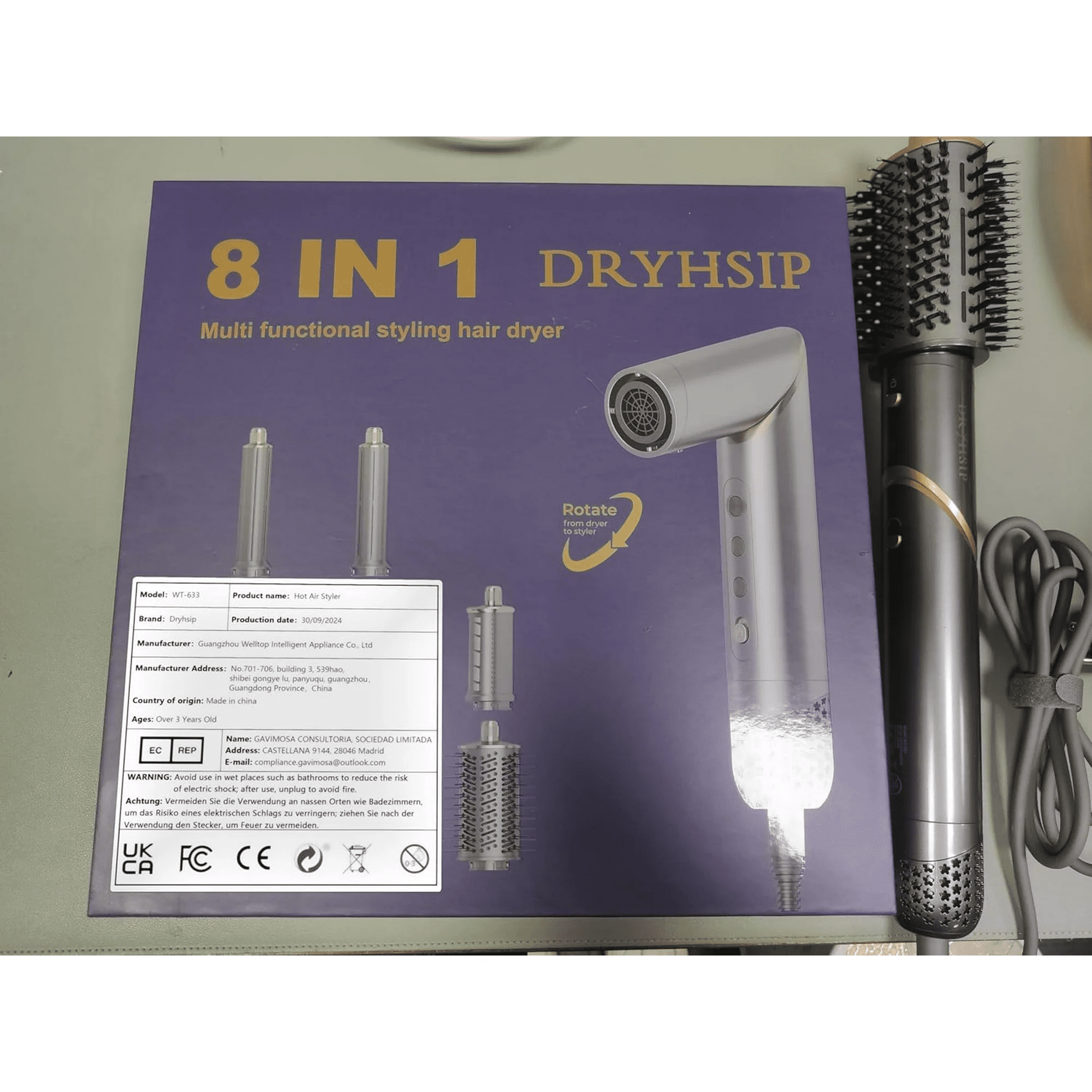 Complete Salon Styling Kit with Foldable Handle, 8-in-1 Versatile Hot Air Styler with Auto-Wrap Curlers & Ionic Technology for All Hair Types (Drying, Curling, Straightening)