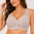thumbnail image 5 of Fmbrln Bras for Women Plus Size Front Closure Wireless Bra Lace Fixed Cup Everyday Bras Side Support for Underarm Comfy Sports Bra Gray 2XL, 5 of 5