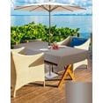 thumbnail image 4 of Beige Gray Ombre Outdoor Tablecloth - 60x60 Inch Square Dining Table Cover, Modern Gradient Abstract Art Waterproof Outdoor Table Cloth with Umbrella Hole & Zipper for Picnic/Patio/Party, 4 of 5