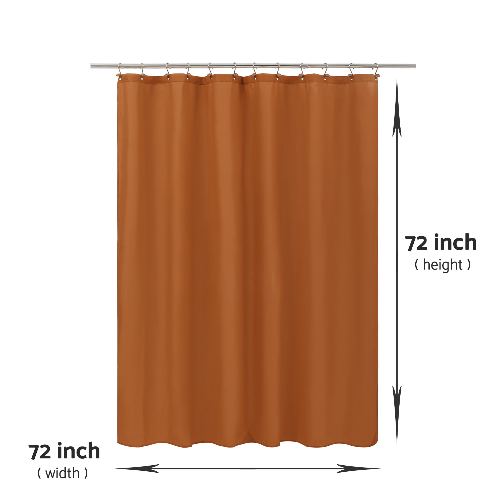Mrs Awesome Waterproof Fabric Shower Curtain Liner Microfiber with 3 Magnets, Burnt Orange -72"x72"