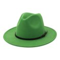 thumbnail image 2 of Women's Wide Fedora Hat, Decorative Buckle Strap Jazz Cap, Lightweight Breathable Fabric with Adjustable Drawstring Fall Winter Sun Hat Green One Size, 2 of 5