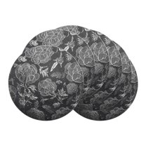 Unique Bargains Set of 6 Wipeable Plastic Placemats for Kitchen Dining Table Black-Silver