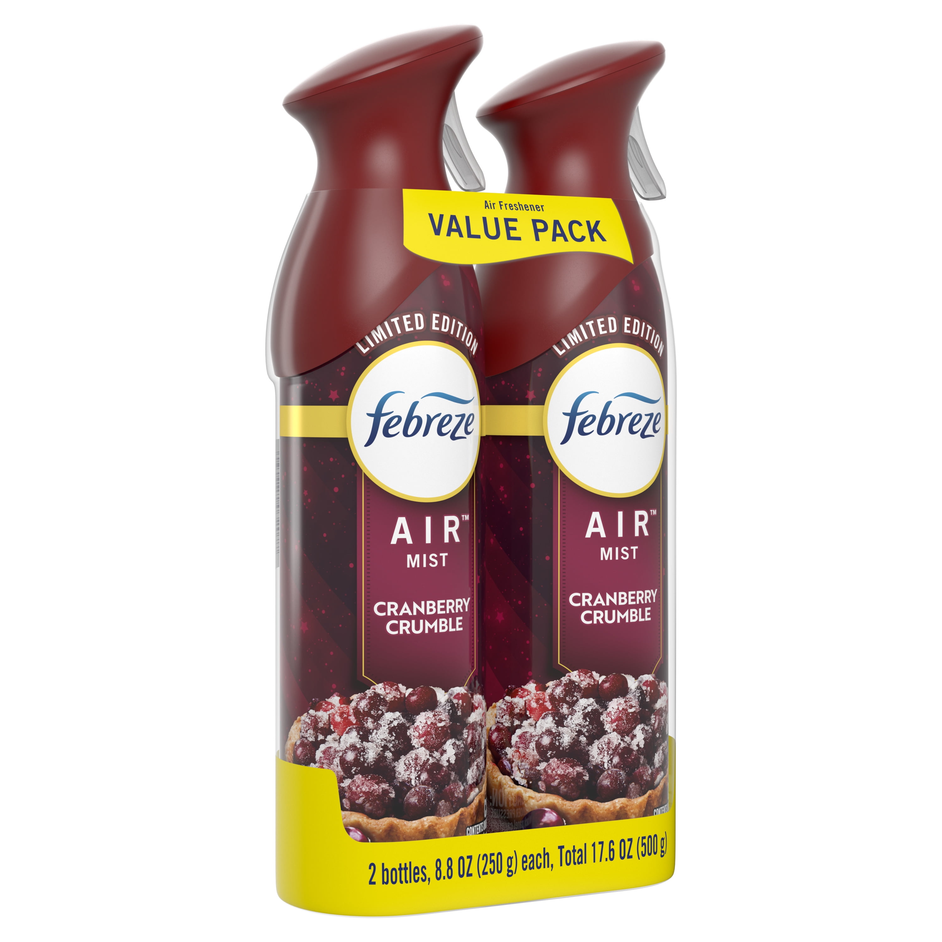 Febreze Air Mist, Odor-Fighting Air Freshener, Cranberry Crumble, 8.8 oz. Aerosol, Pack of 2