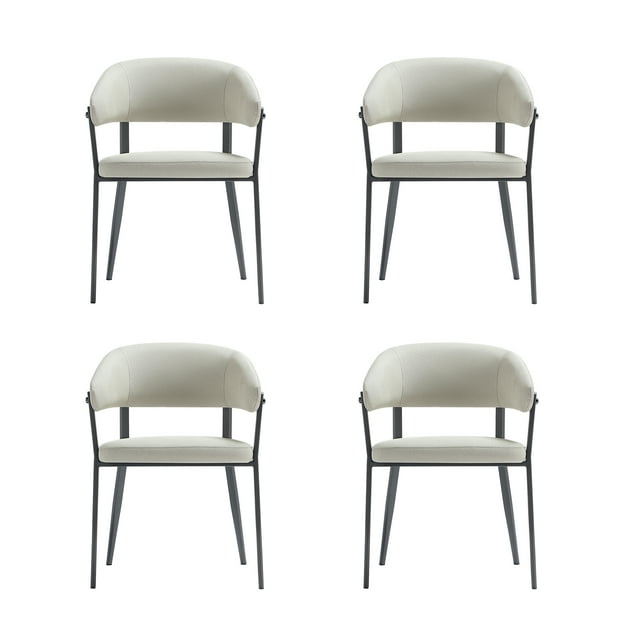 Belle Oatmeal Textured Leatherette Dining Chair with Metal Legs - Set of 4