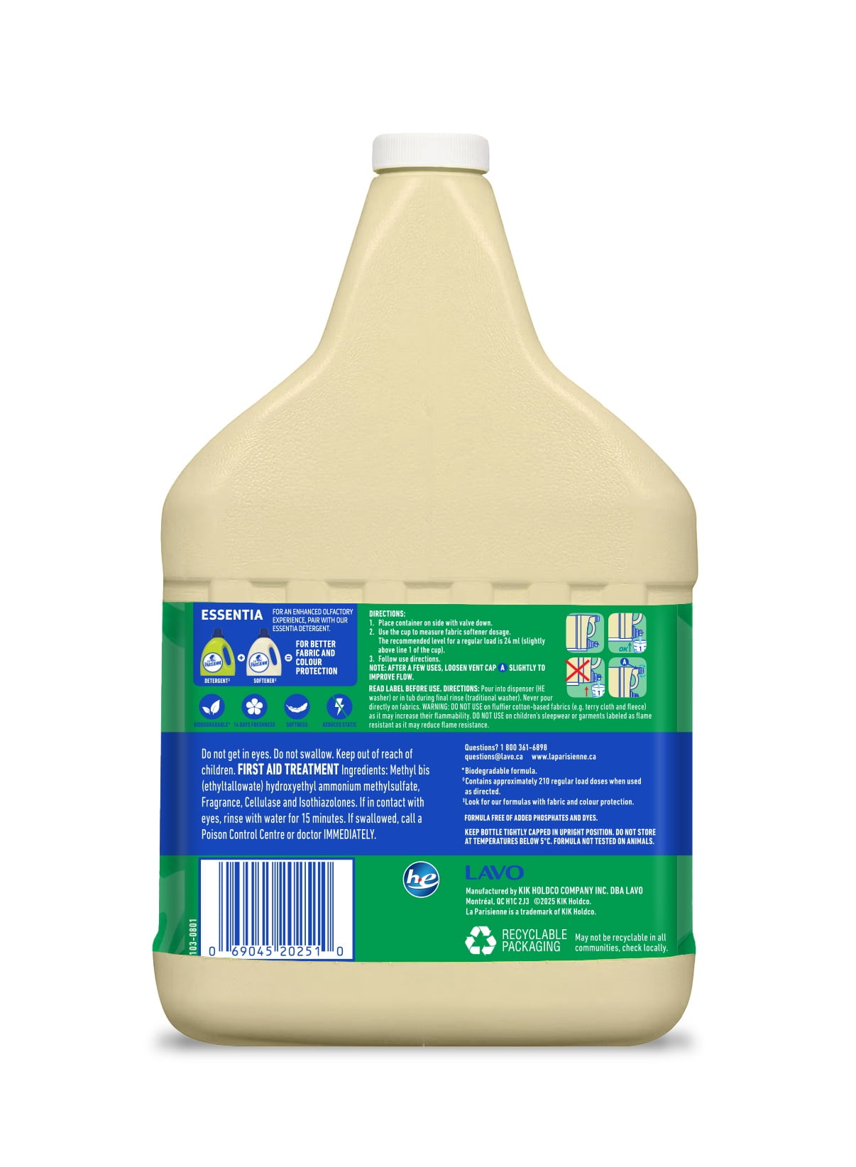 La Parisienne Fabric Softener, Essentia, 5,04L, 210 Wash Loads, Fabric Softener 210 wash loads