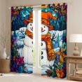thumbnail image 2 of jejeloiu Happy New Year Curtains Pack of 2 (42x84 Each),Christmas Snowmen Curtains Blackout,Colorful Rustic Flower Bedroom Curtains For Girl Boys,Ultra Soft Bedroom Decorative, 2 of 6