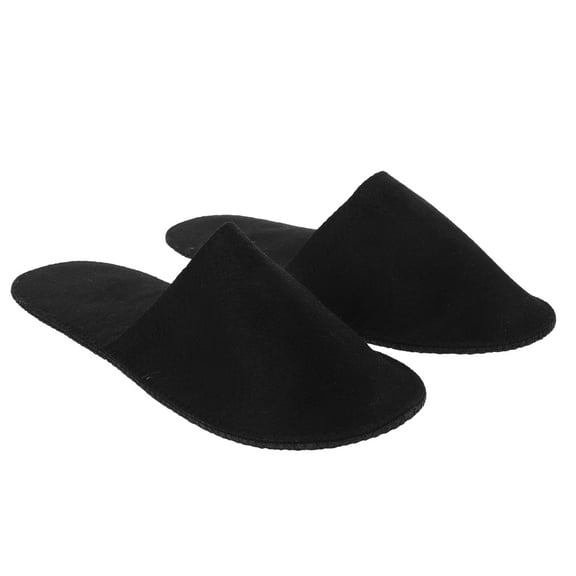 BESTYASH Black Felt Spa Slippers for Hotel Use, Nonskid Sole, 1 Pair Comfortable and