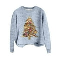 thumbnail image 4 of Women's 2025 Christmas Sweaters Funny Xmas Leopard Plaid Tree Print Long Sleeve Blouses Casual Trendy Stretch Comfy Pullover Tops, 4 of 4