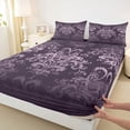 thumbnail image 3 of jejeloiu Damask Floral Pattern Full Size Sheets,Purple Victorian Print Bed Sheets,Tree Of Life Sheet Sets For Men Women,Luxury Bedroom Decor,4 Pieces, 3 of 7