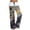 a-Khaki21647, variant on Womens Colorful Floral Print High Waisted Wide Leg Pants Drawstring Waistband Oil Painting Style Lightweight Casual Boho Trousers For Summer Wear Grey L