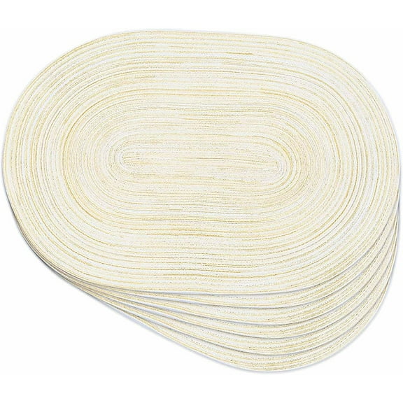 Oval Braided Placemats Set of 6, 12x18 Inch Woven Non Slip Washable Heat Resistant Place Mats Round Tablemats for Dining Kitchen Party Daily Table Decor Dinner Mats