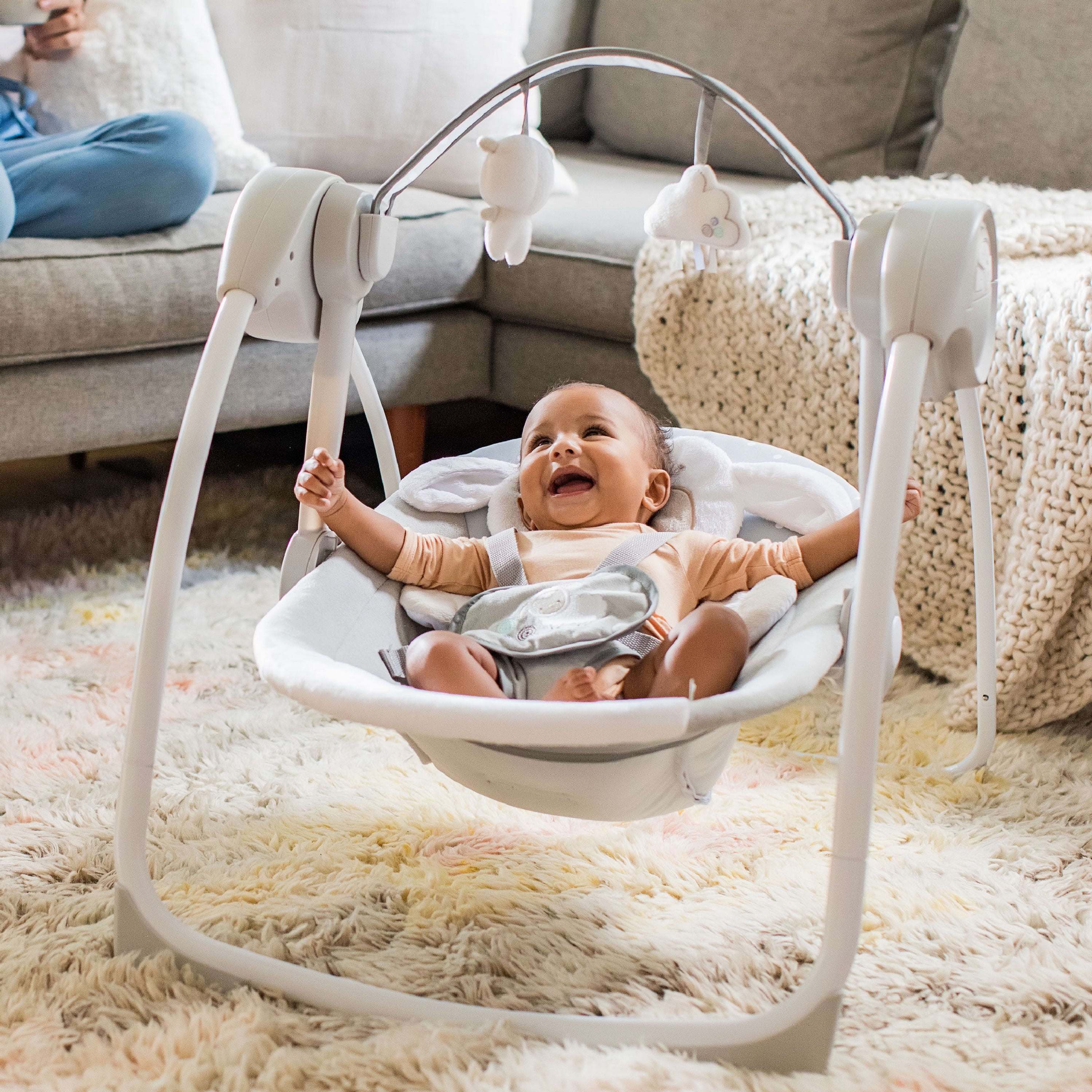 Ingenuity Soothe 'n Delight 6-Speed Portable Baby Swing with Music - Cuddle Lamb (Unisex) - 2