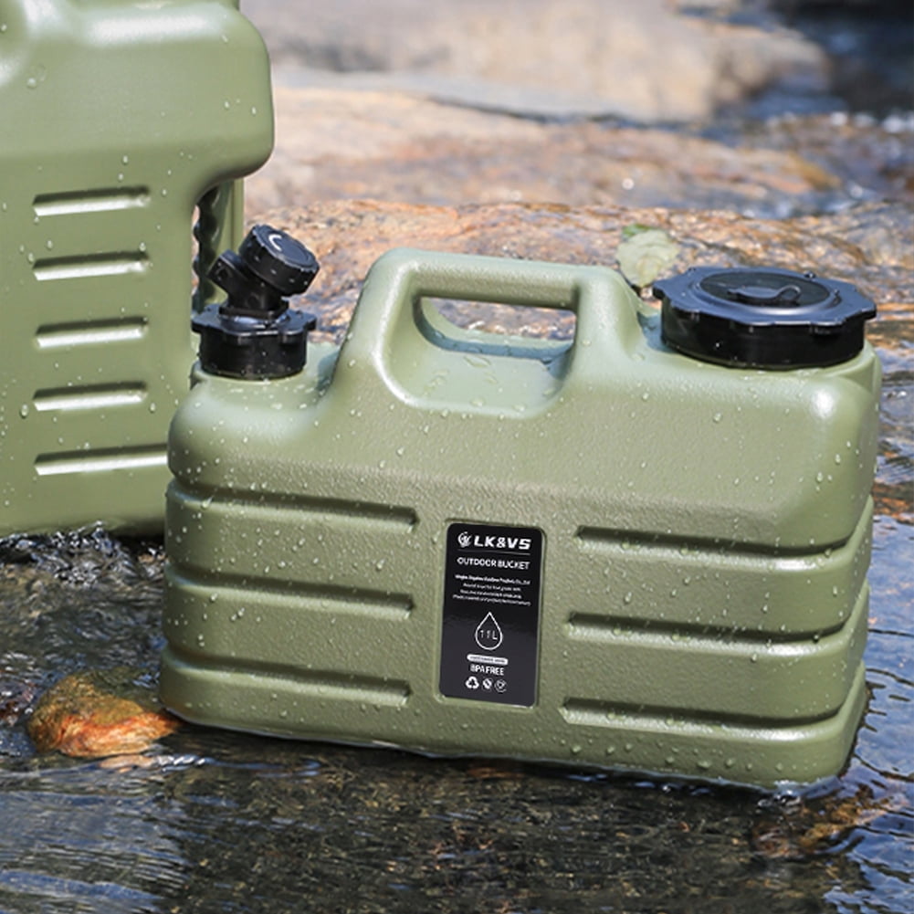 Yucurem 3 Gallon Water Container with Spigot, No Leakage Camping Water Jug, Portable Water Storage Tank for Emergency Outdoors Camping Hiking Picnic, Green