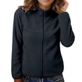 thumbnail image 2 of Women's High Neck Fleece Jacket, Lightweight Winter Coat, Soft Long Sleeve Zip Up, 4 Pocket Casual Outerwear, Solid Color Fleece Jacket Dark Gray XXXXXL, 2 of 5