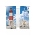 thumbnail image 2 of Sheer Curtains 63 Inches Long 2 Panels, Coastal Beach Lighthouse Blue Sky Rod Pocket Curtain Voile Draperies, Nature Sea Scenery Light Filtering Window Treatment for Living Room Kitchen Bedroom, 2 of 8