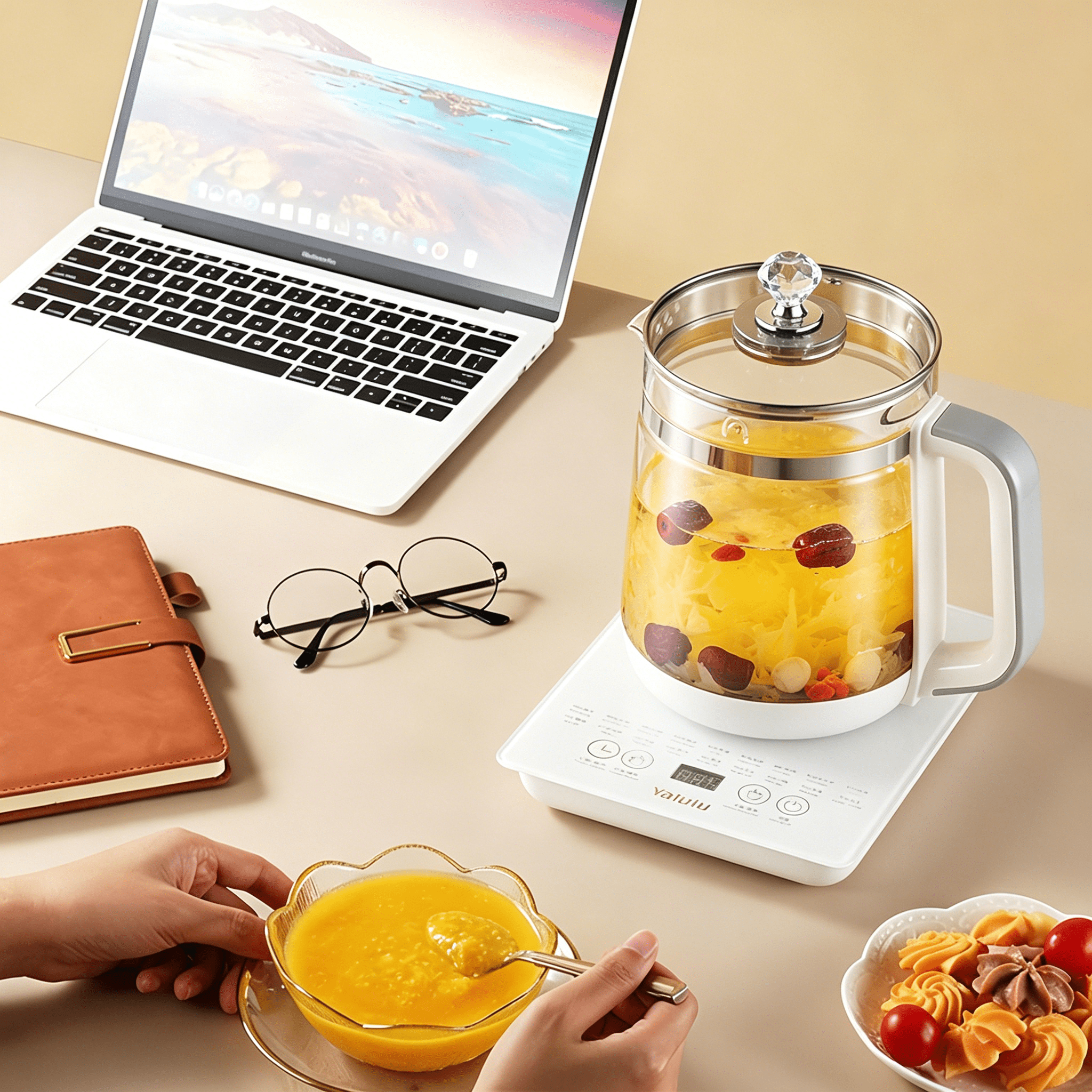 HIBIBUD 2026 New 1.8L Electric Kettle,800W Fast Heating,Glass Tea Kettle with Removable Filter,18 Smart Modes,For Home & Camping,110V Us Plug Glass Kettle Electric