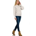 thumbnail image 5 of Zenana Women's Elegant Relaxed Fit Long Sleeve Exposed Seam Low Mock Neck Light Sweater, 5 of 5