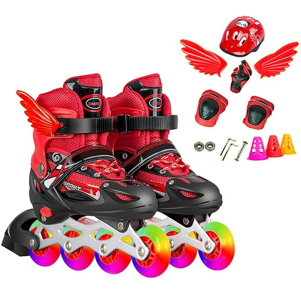 Juego De Patines Para Niños Patines De Ruedas Con Iluminación Cómodos Patines En Línea Transpirables Moyic OD016750-10