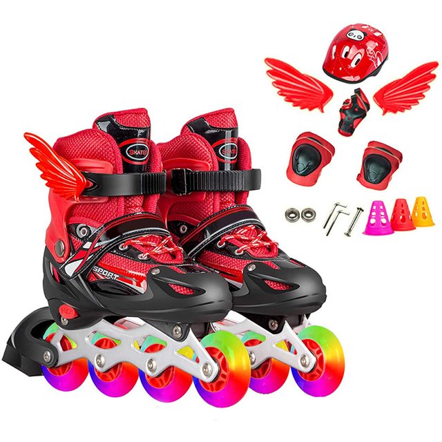 Juego De Patines Para Niños Patines De Ruedas Con Iluminación Cómodos Patines En Línea Transpirables Yuarrent OD016750-02