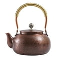 thumbnail image 2 of Tetera de cobre, hervidor de agua caliente, tetera de 1,2 L, tetera de kungfú portátil, tetera con silbido para cocina, senderismo, restaurante al, 2 of 9