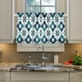 thumbnail image 2 of Yayeee Kitchen Curtains Tier Pair Light Filtering 27"x24" Rod Pocket Short Cafe Window Panel, Blue Mosaic Pattern, 2 of 7