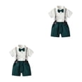 thumbnail image 2 of Minnieouse Verano para niños, camisa de manga corta con botones, conjunto de pantalones, ropa de pajarita para boda, pantalones cortos con Type25 NO25, 2 of 6