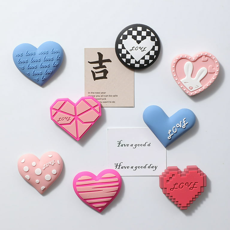 4Pcs Fridge Magnets Three-dimensional Heart-shaped Creative Styling Strong  Adsorption Multiple Use Home Decor Lovely Color Heart Creative Magnetic