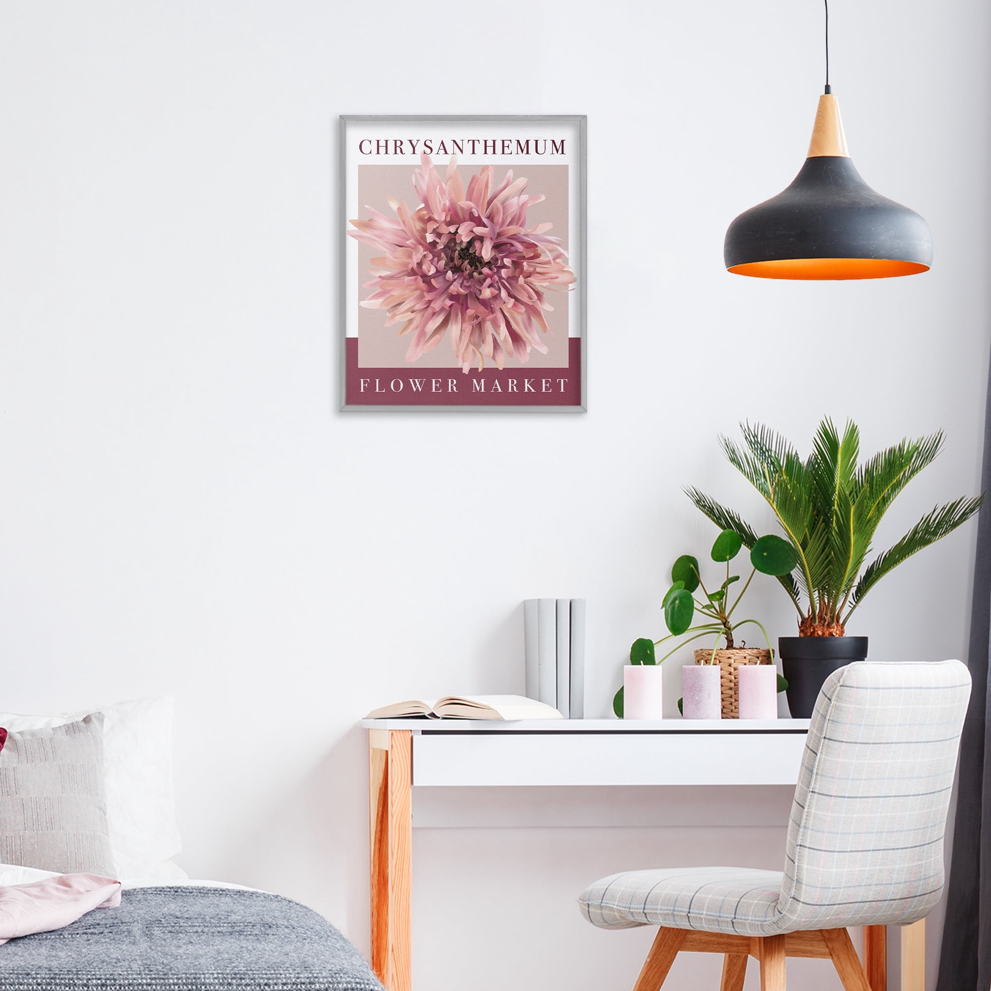 Stupell Industries Chrysanthemum Flower Market Gray Framed Giclee Art, design by Jennifer Stith