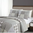 thumbnail image 4 of Chezmoi Collection Adrian 3-Piece Plaid Windowpane Checkered Patchwork 100% Vintage Washed Cotton Quilt Set, Queen Size, 4 of 8
