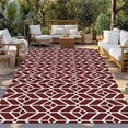 thumbnail image 2 of Geometric Outdoor Rug for Patio/Deck/Porch, Non-Slip Large Area Rug 4 x 6 Ft, Modern Abstract Lines Texture Red Indoor Outdoor Rugs Washable Area Rugs, Reversible Camping Rug Carpet Runner, 2 of 8