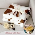 thumbnail image 3 of Cow Print Throw Blanket Non Shedding MilkyPlush™ Fleece 330GSM Thick Blankets Western Room Decor Super Soft Warm for Adults Kids Girl Gifts Bedroom Couch Sofa Travel Brown 60"x80", 3 of 6