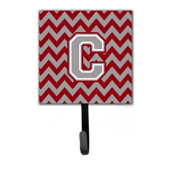 Letter C Chevron Crimson & Grey Leash or Key Holder